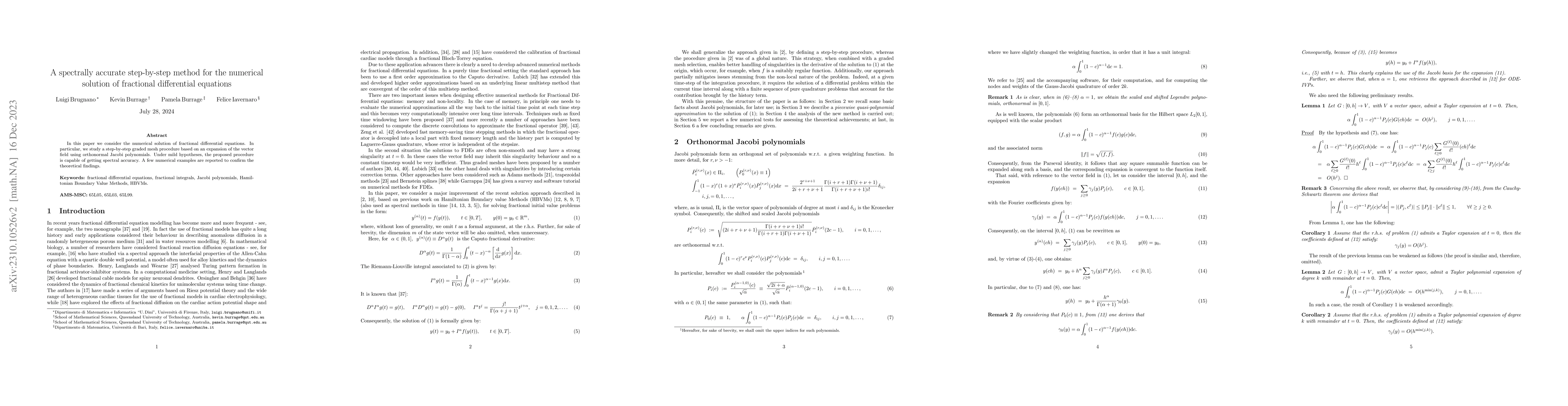 Thumbnail for A spectrally accurate step-by-step method for the numerical solution of
  fractional differential equations