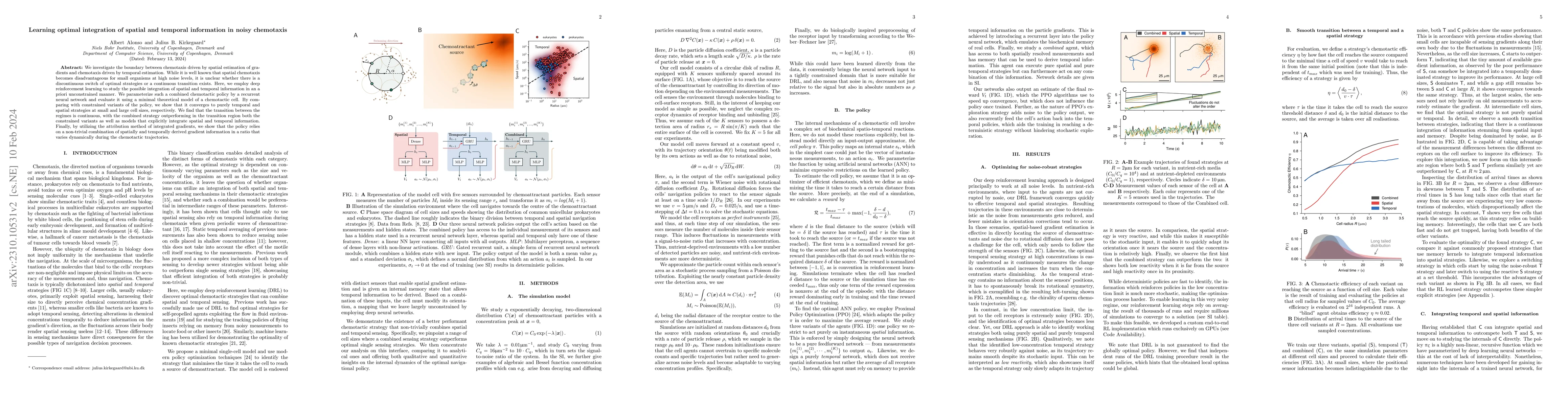 Thumbnail for Learning optimal integration of spatial and temporal information in
  noisy chemotaxis