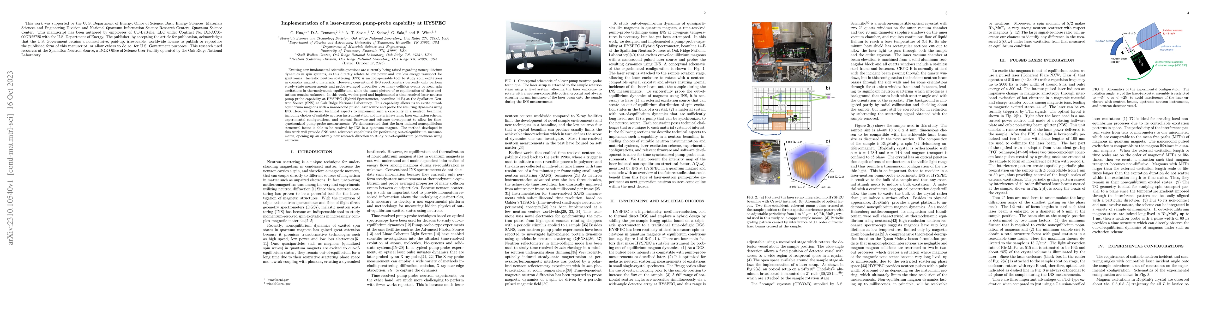 Thumbnail for Implementation of a laser-neutron pump-probe capability at HYSPEC