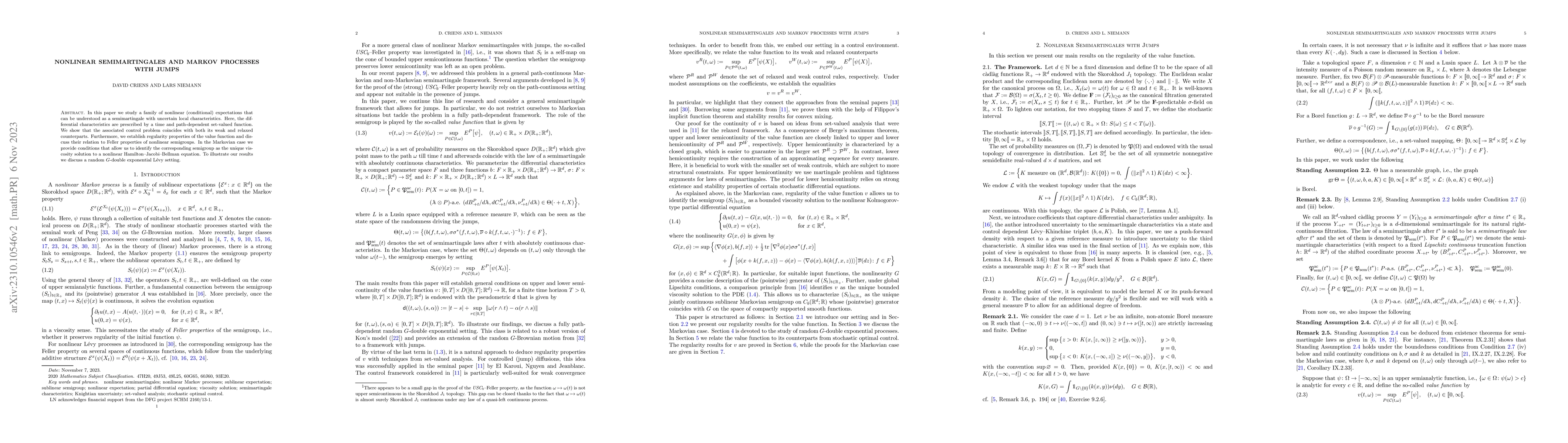Thumbnail for Nonlinear Semimartingales and Markov Processes with Jumps