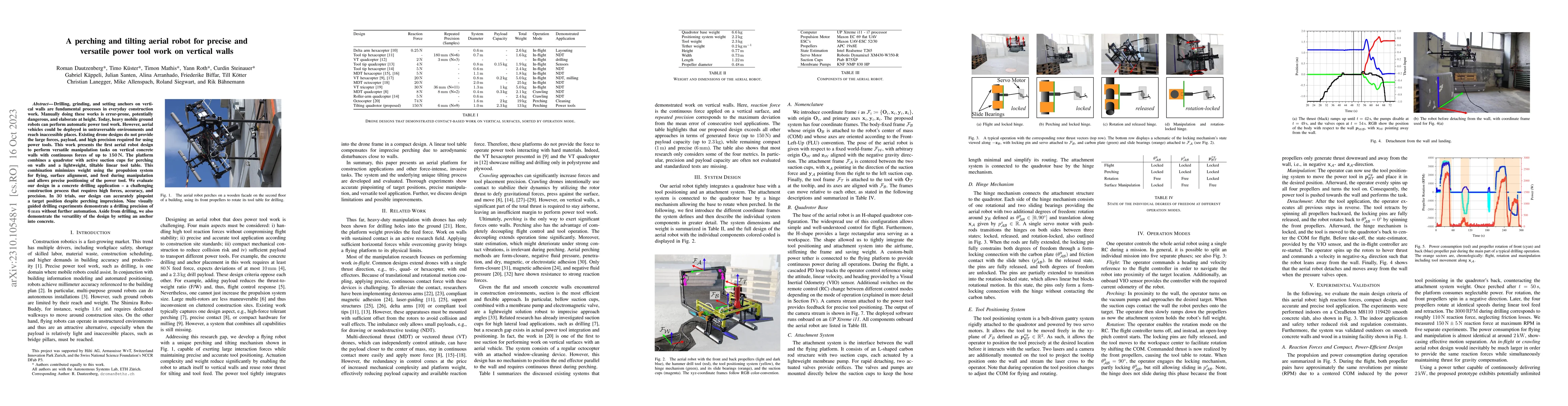 Thumbnail for A perching and tilting aerial robot for precise and versatile power tool
  work on vertical walls