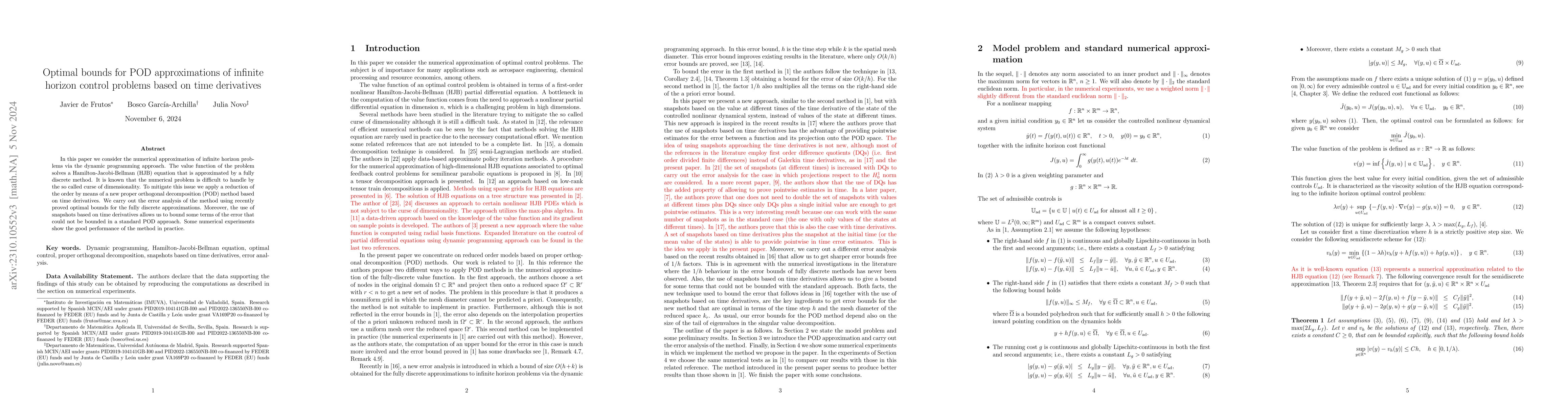 Thumbnail for Optimal bounds for POD approximations of infinite horizon control
  problems based on time derivatives
