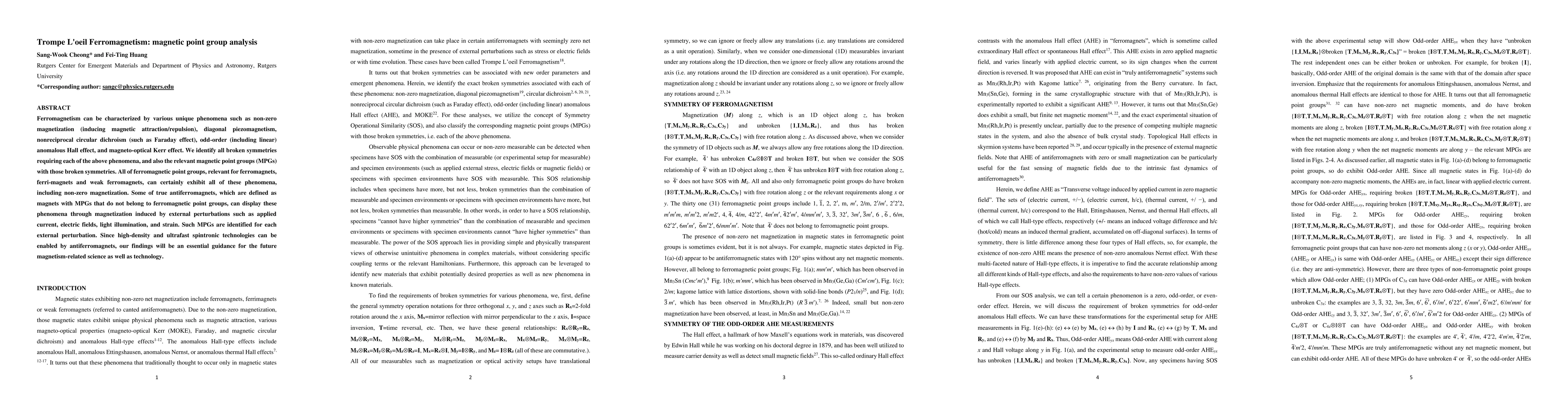 Thumbnail for Trompe L'oeil Ferromagnetism: magnetic point group analysis