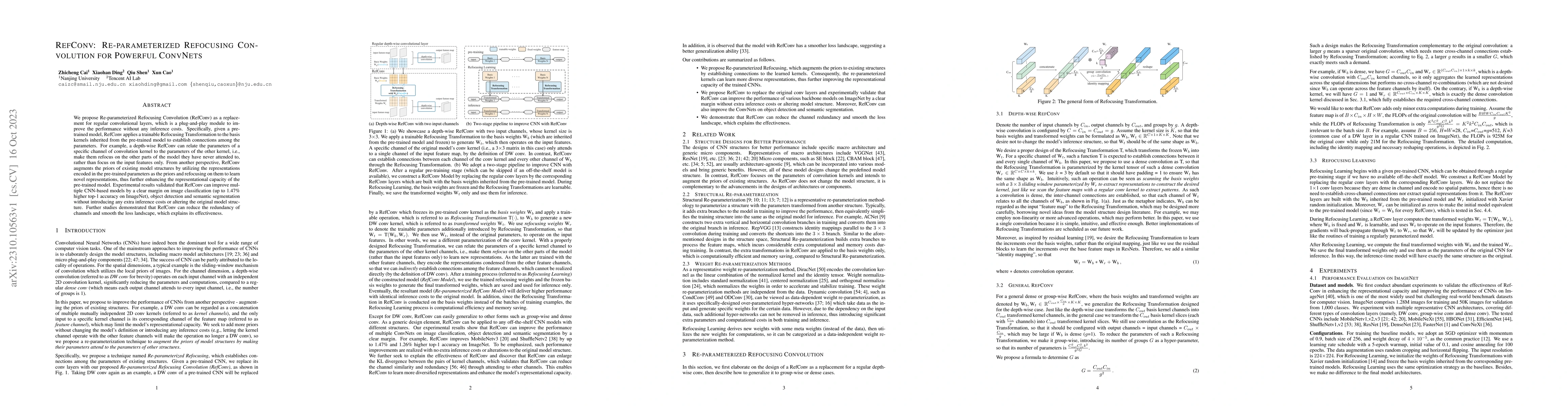Thumbnail for RefConv: Re-parameterized Refocusing Convolution for Powerful ConvNets