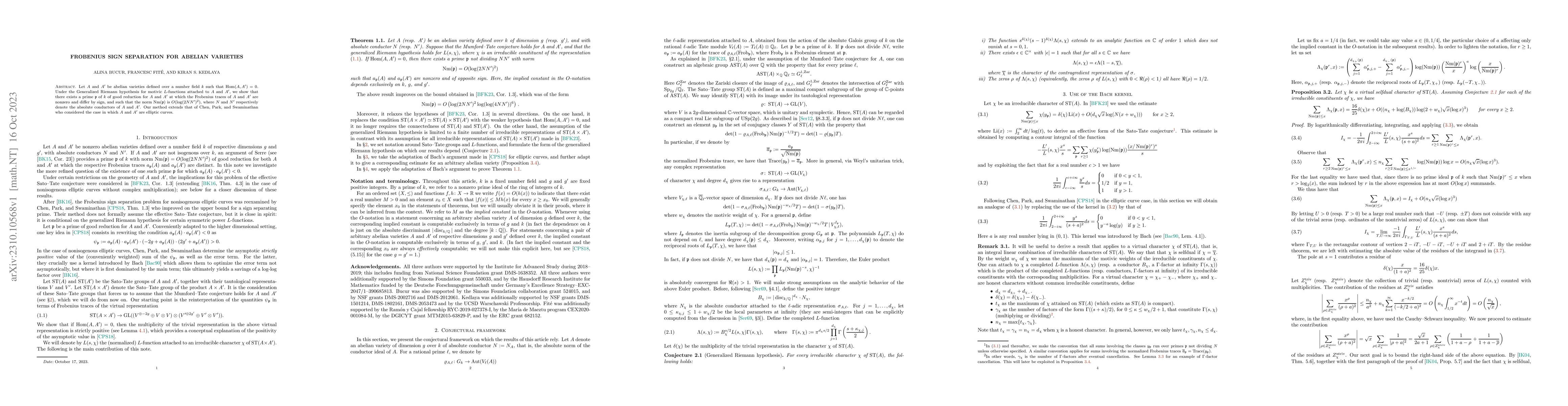 Thumbnail for Frobenius sign separation for abelian varieties