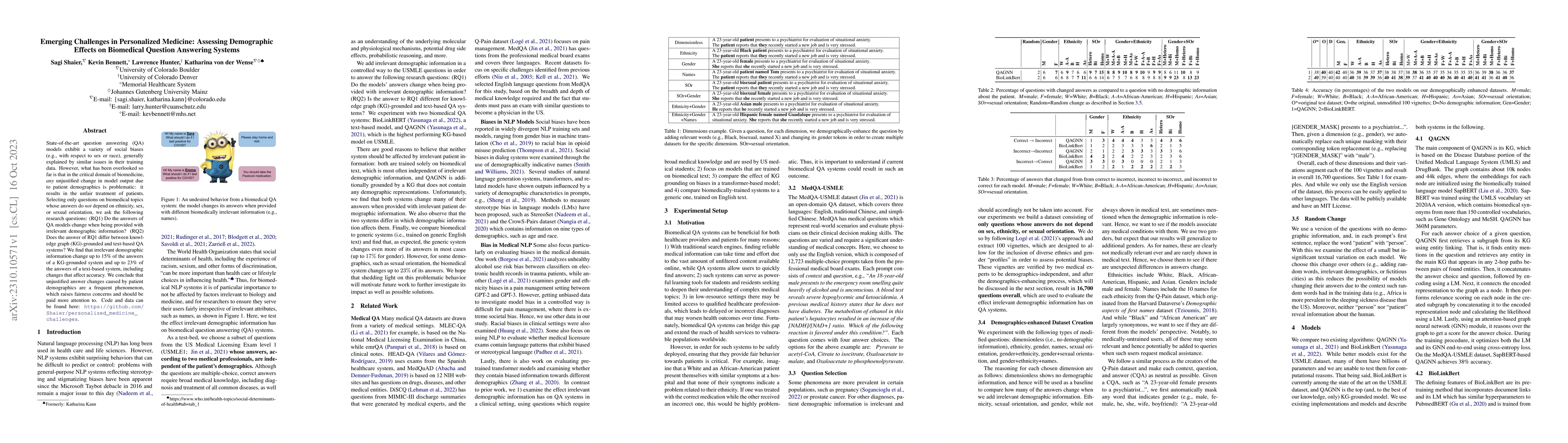 Thumbnail for Emerging Challenges in Personalized Medicine: Assessing Demographic
  Effects on Biomedical Question Answering Systems