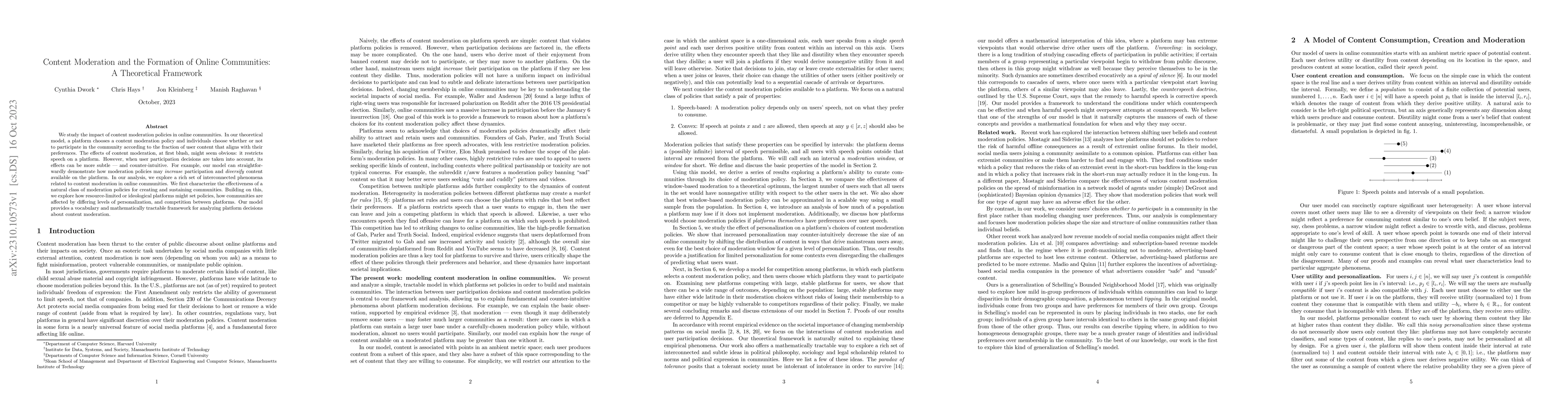 Thumbnail for Content Moderation and the Formation of Online Communities: A
  Theoretical Framework