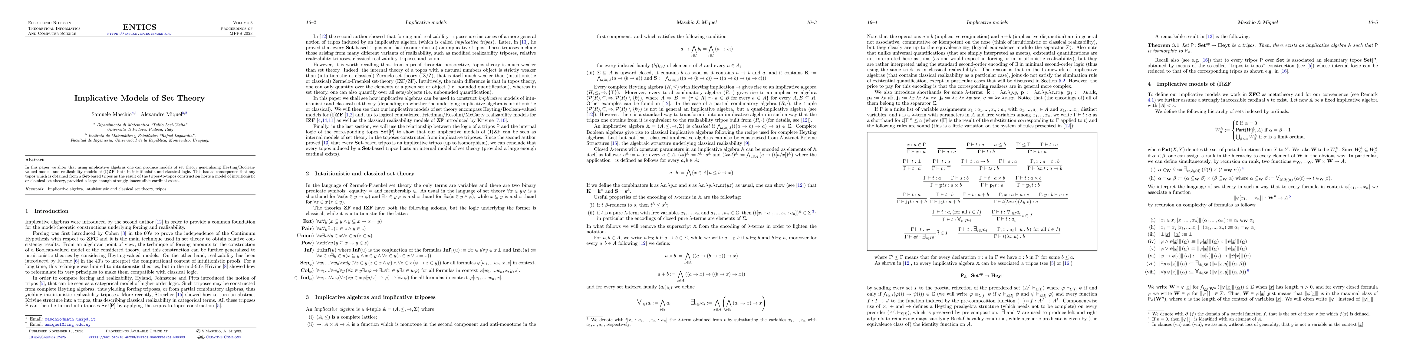 Thumbnail for Implicative models of set theory