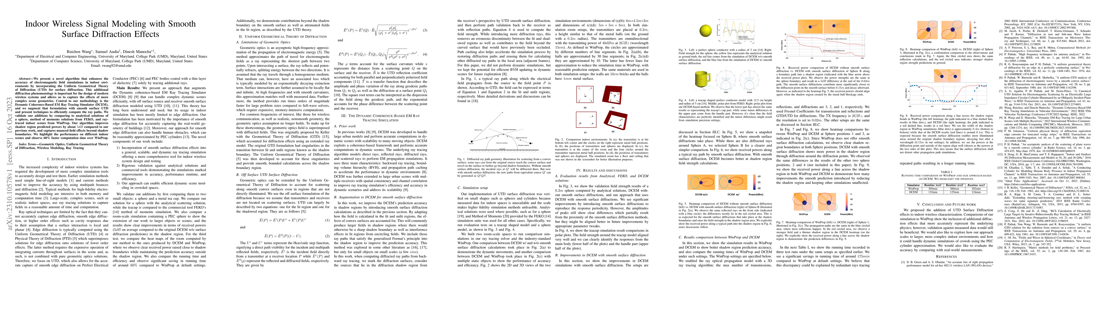 Thumbnail for Indoor Wireless Signal Modeling with Smooth Surface Diffraction Effects