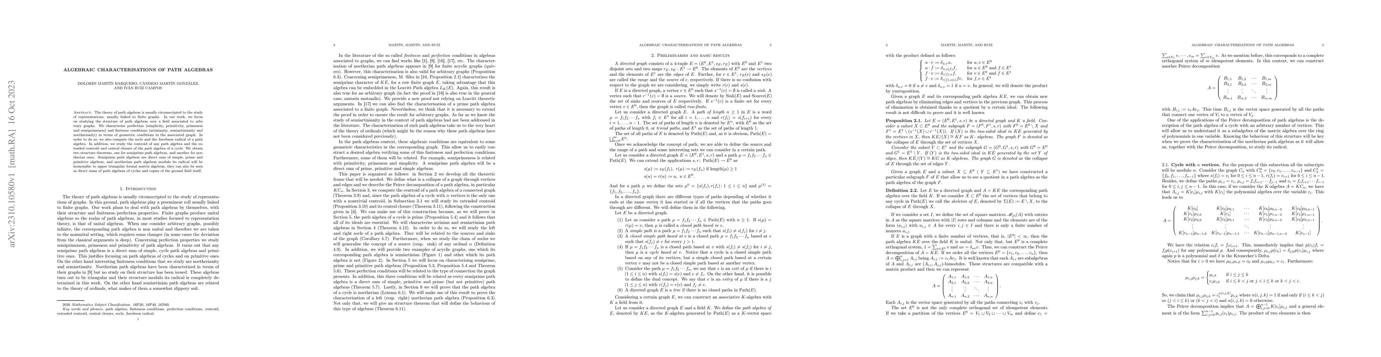 Thumbnail for Algebraic characterisations of path algebras