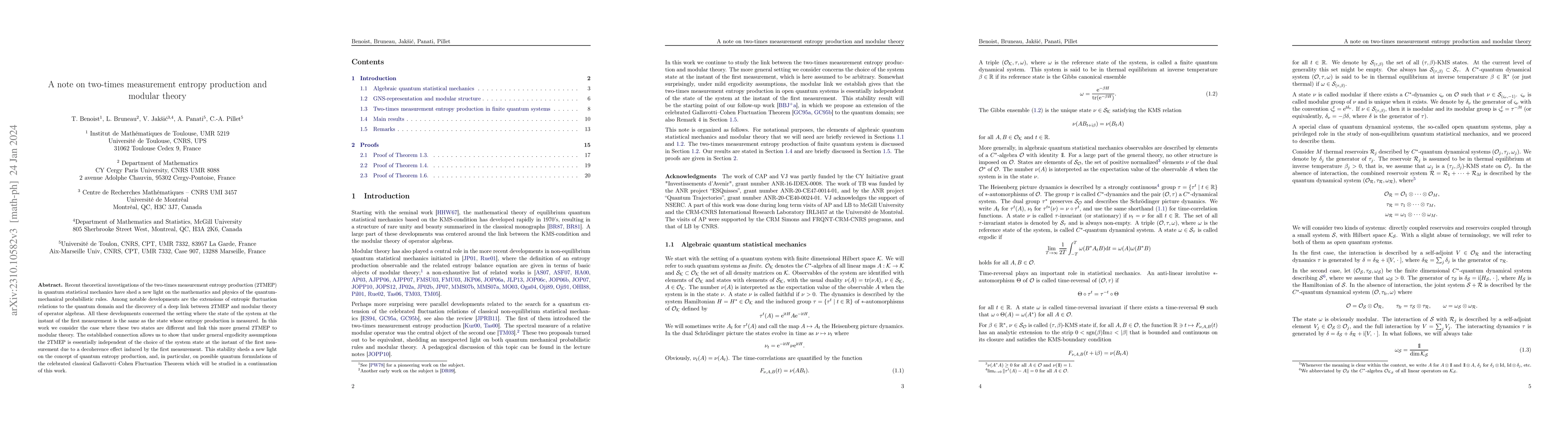 Thumbnail for A note on two-times measurement entropy production and modular theory