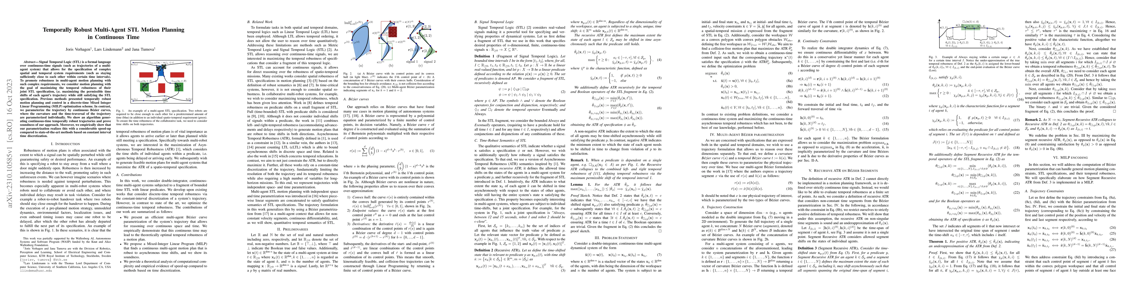 Thumbnail for Temporally Robust Multi-Agent STL Motion Planning in Continuous Time
