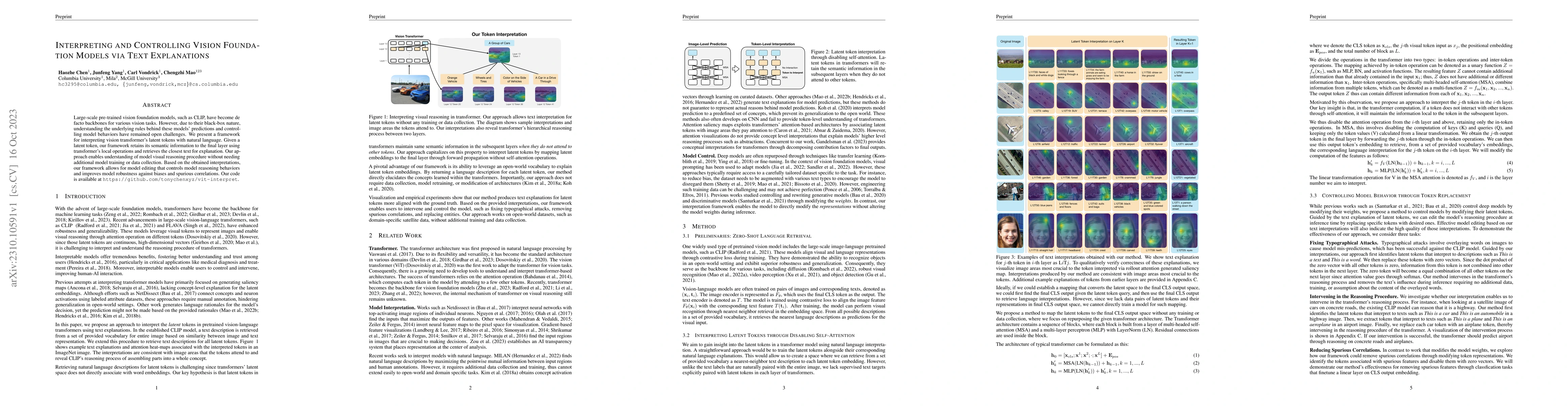 Thumbnail for Interpreting and Controlling Vision Foundation Models via Text
  Explanations