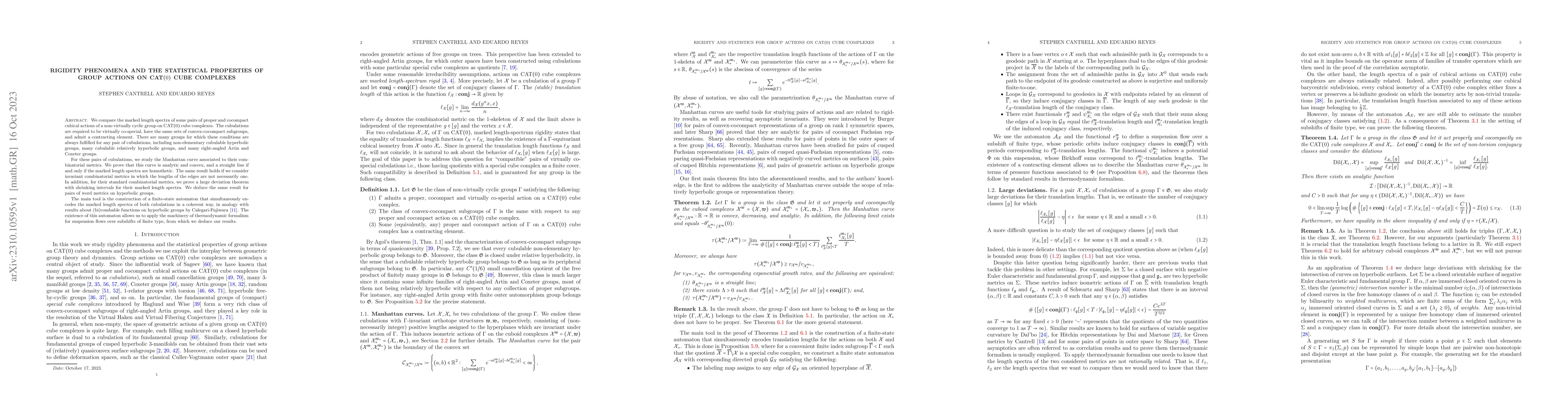 Thumbnail for Rigidity phenomena and the statistical properties of group actions on
  $\text{CAT}(0)$ cube complexes