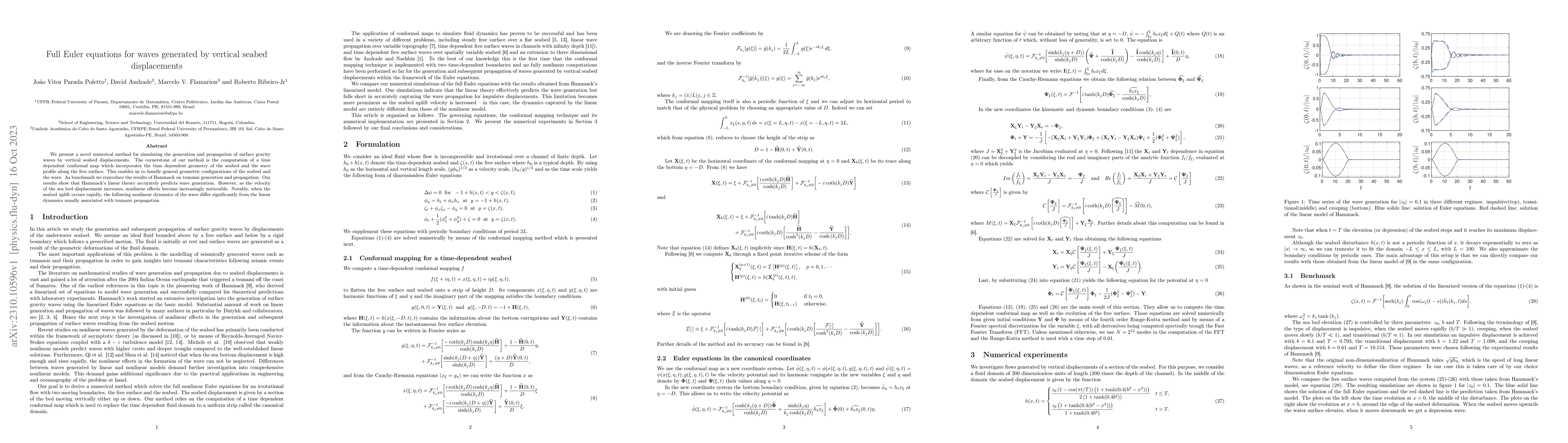 Thumbnail for Full Euler equations for waves generated by vertical seabed
  displacements