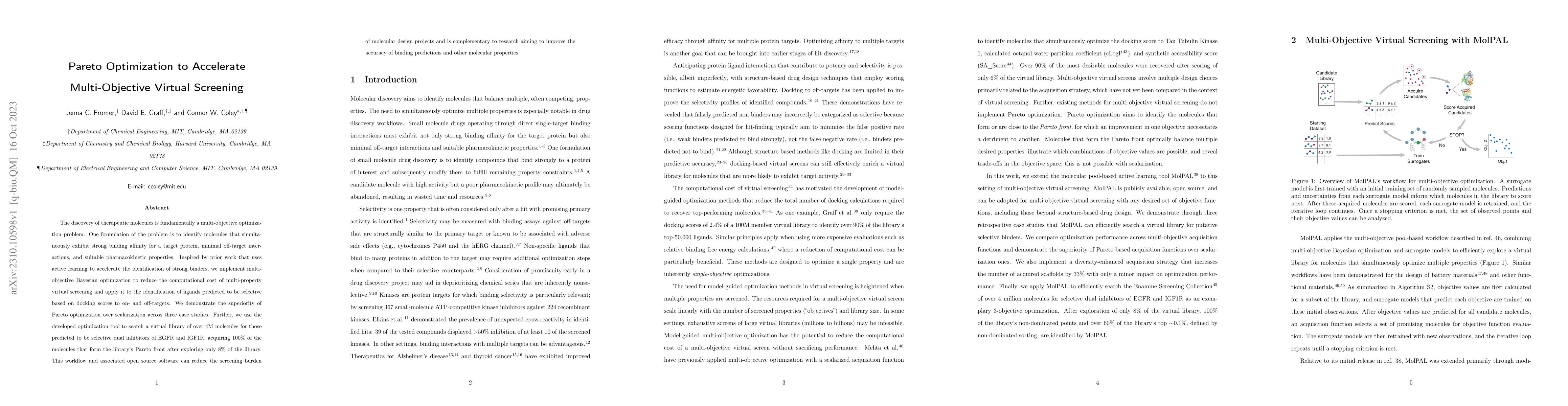 Thumbnail for Pareto Optimization to Accelerate Multi-Objective Virtual Screening