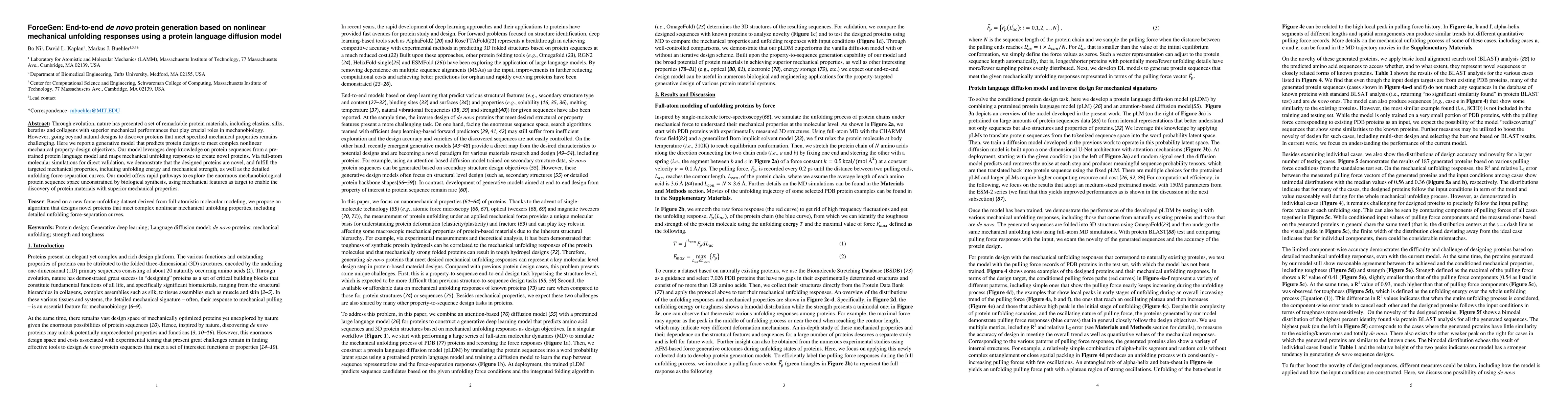 Thumbnail for ForceGen: End-to-end de novo protein generation based on nonlinear
  mechanical unfolding responses using a protein language diffusion model