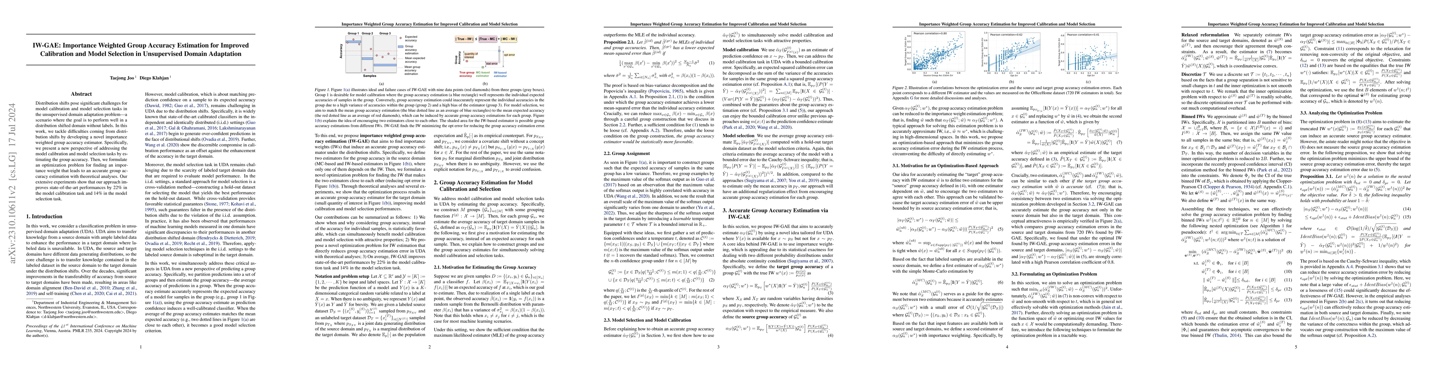 Thumbnail for IW-GAE: Importance Weighted Group Accuracy Estimation for Improved
  Calibration and Model Selection in Unsupervised Domain Adaptation