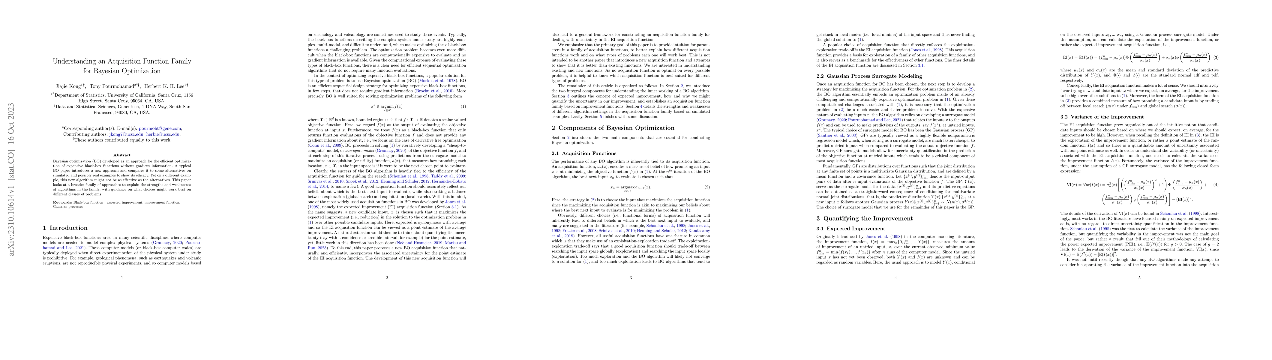 Thumbnail for Understanding an Acquisition Function Family for Bayesian Optimization