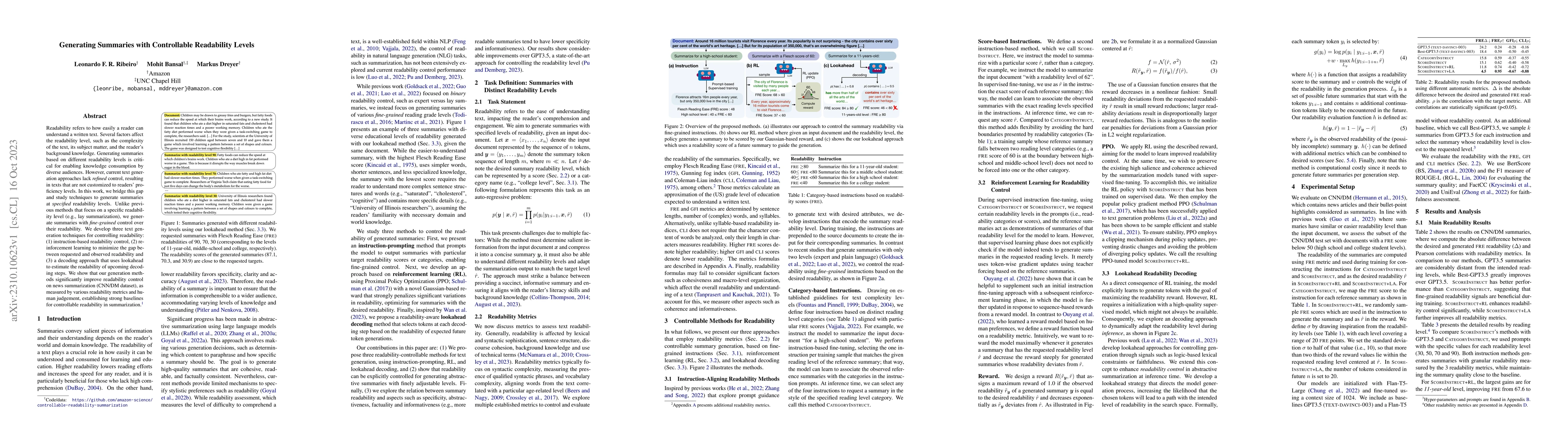Thumbnail for Generating Summaries with Controllable Readability Levels