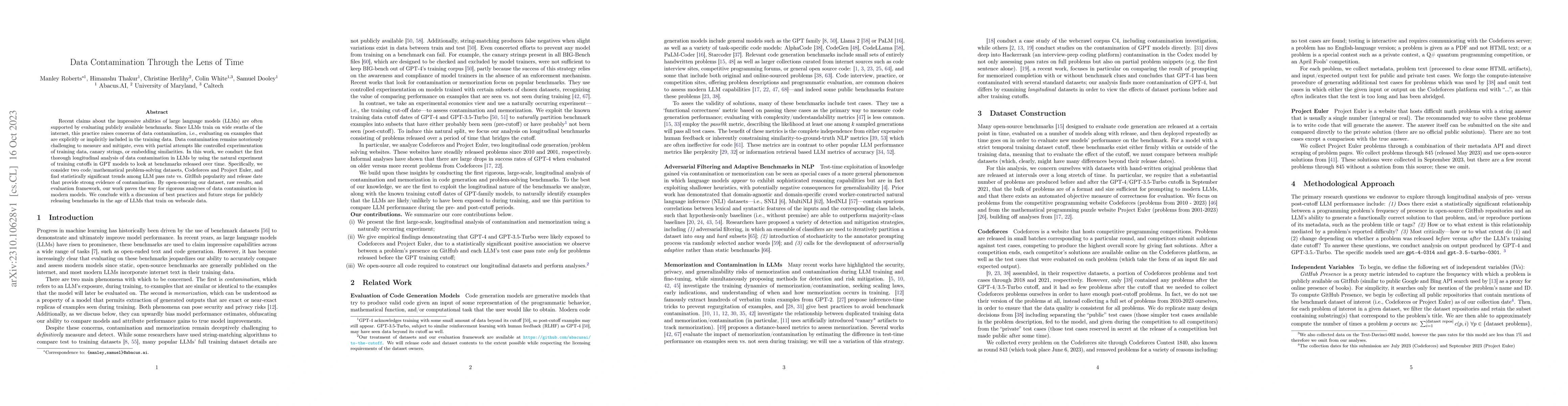 Thumbnail for Data Contamination Through the Lens of Time