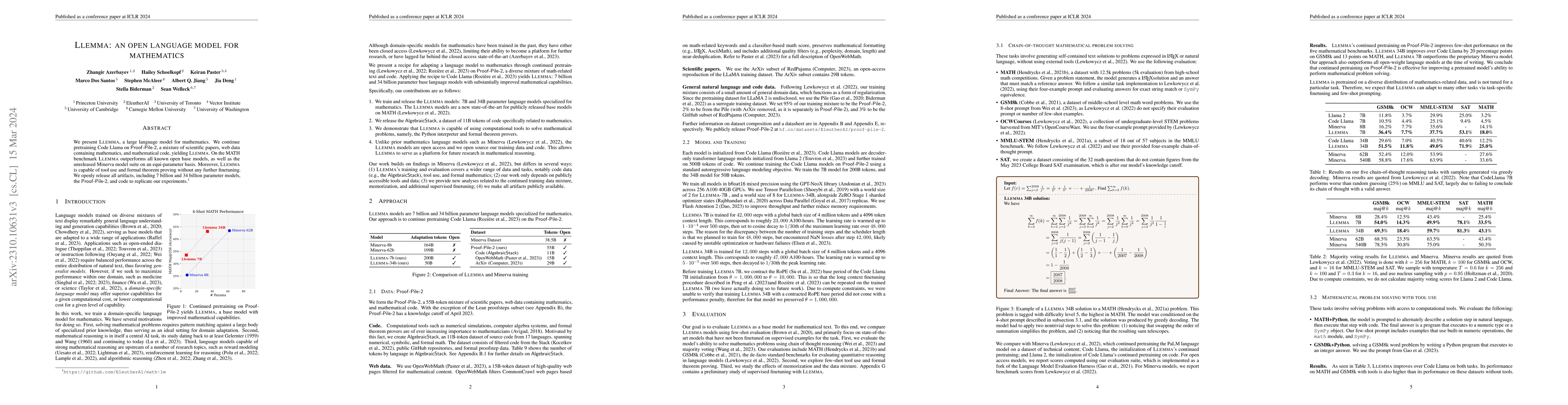 Thumbnail for Llemma: An Open Language Model For Mathematics
