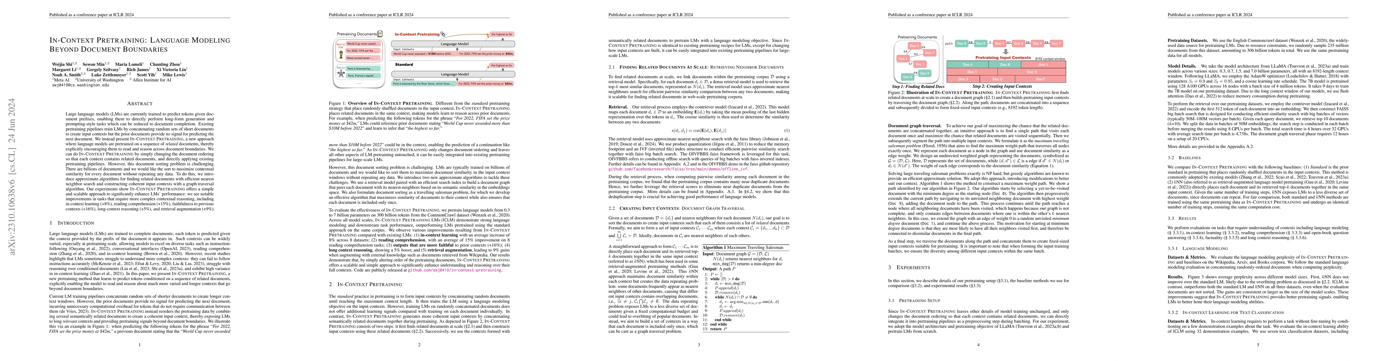 Thumbnail for In-context Pretraining: Language Modeling Beyond Document Boundaries