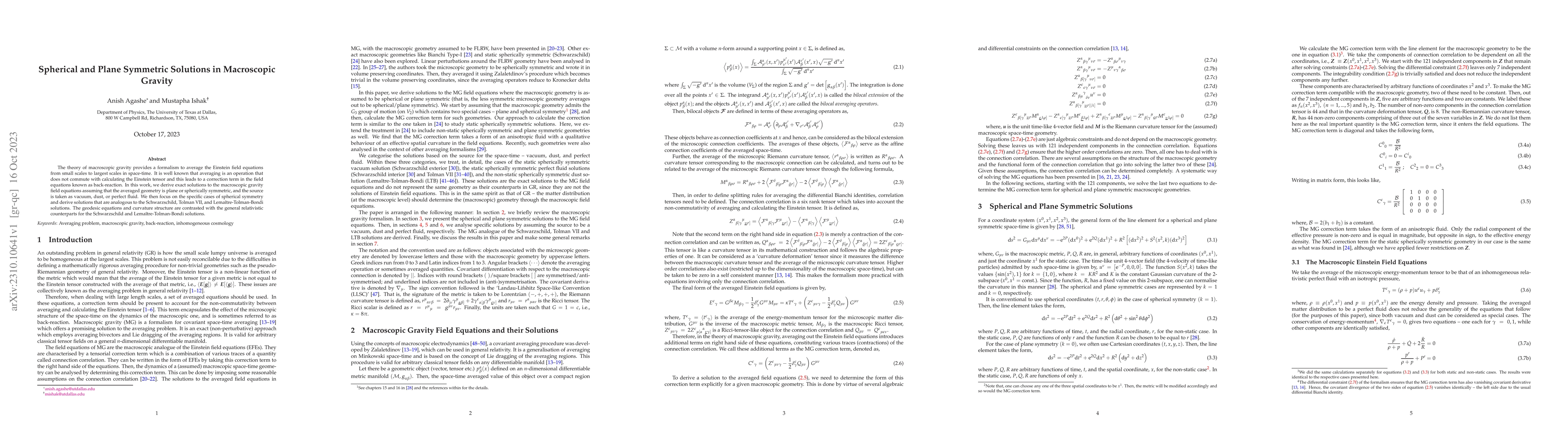 Thumbnail for Spherical and Plane Symmetric Solutions in Macroscopic Gravity
