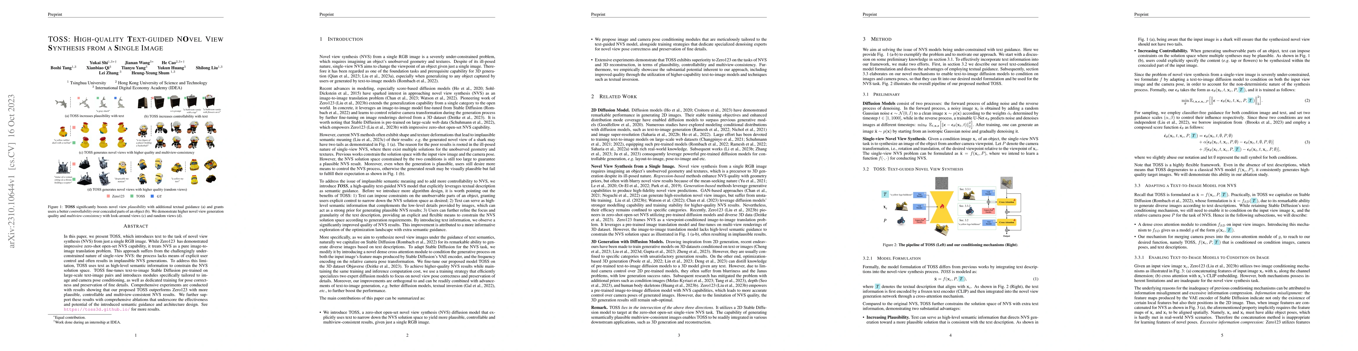 Thumbnail for TOSS:High-quality Text-guided Novel View Synthesis from a Single Image
