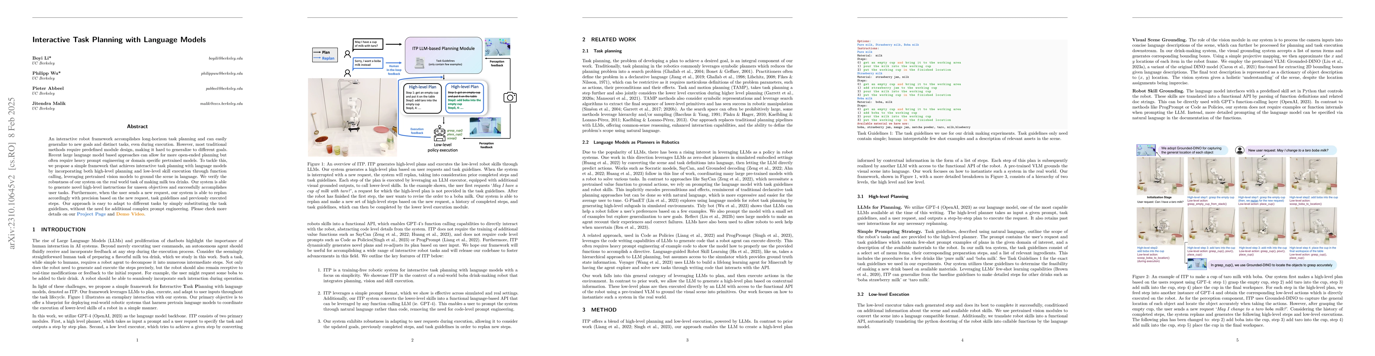 Thumbnail for Interactive Task Planning with Language Models