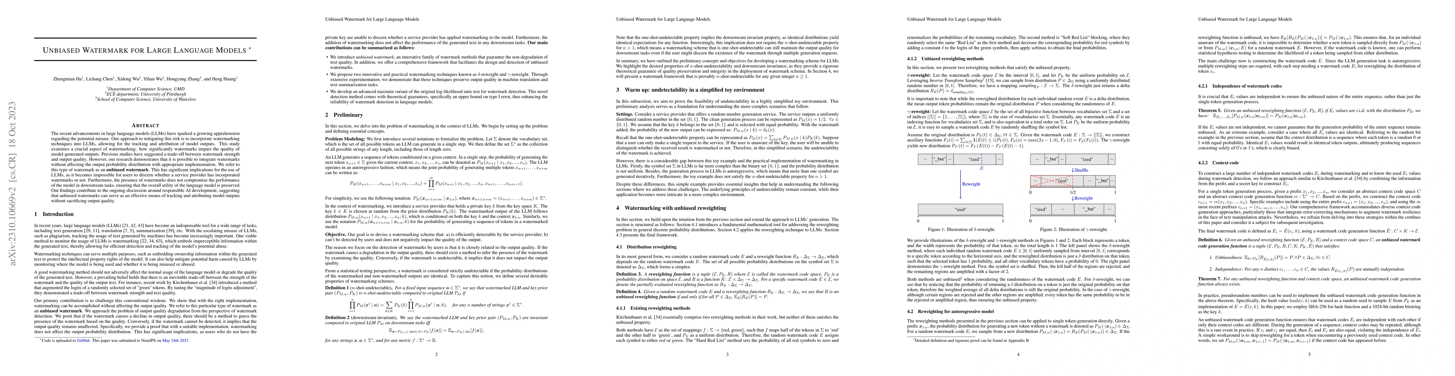 Thumbnail for Unbiased Watermark for Large Language Models