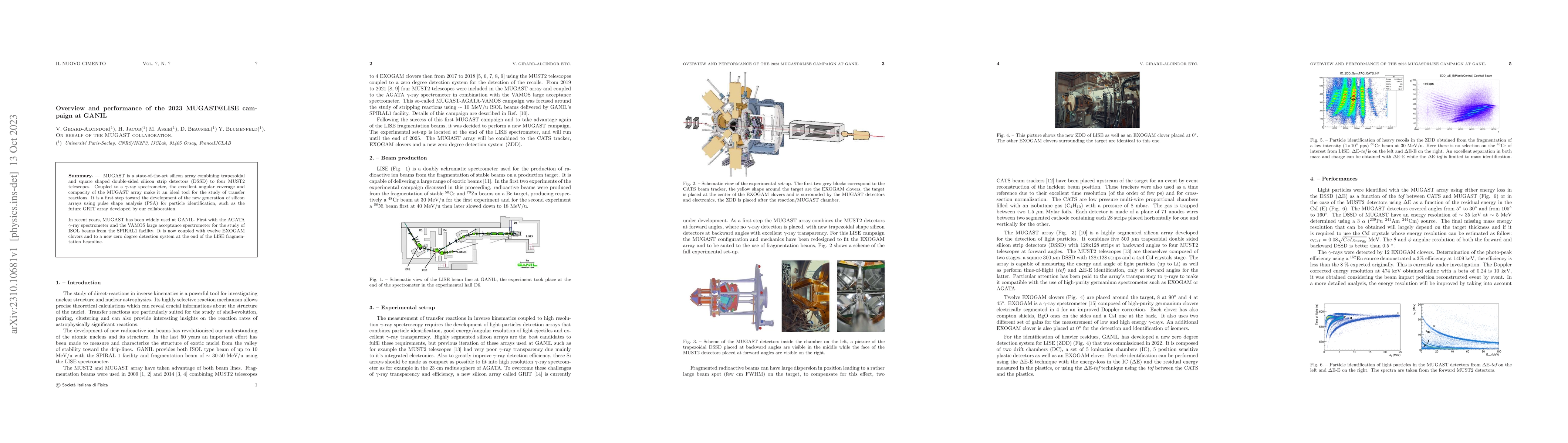 Thumbnail for Overview and performance of the 2023 MUGAST@LISE campaign at GANIL