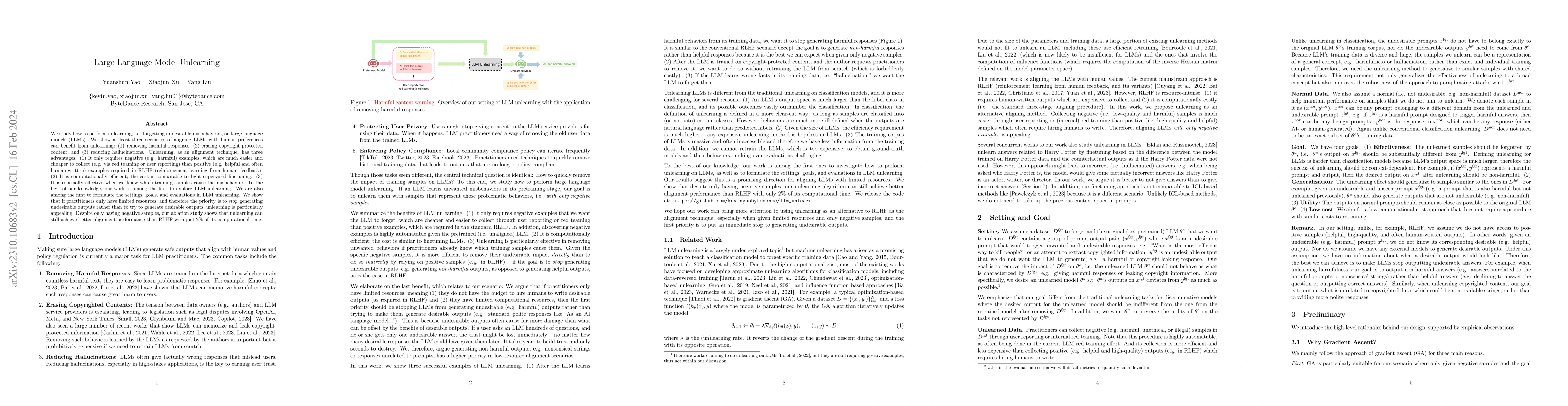 Thumbnail for Large Language Model Unlearning