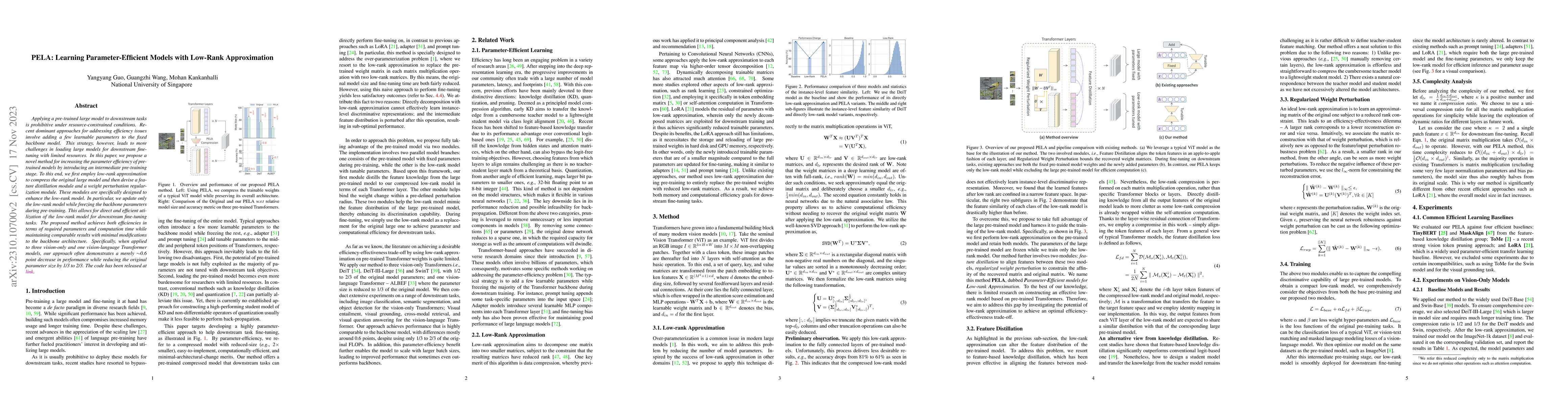 Thumbnail for PELA: Learning Parameter-Efficient Models with Low-Rank Approximation