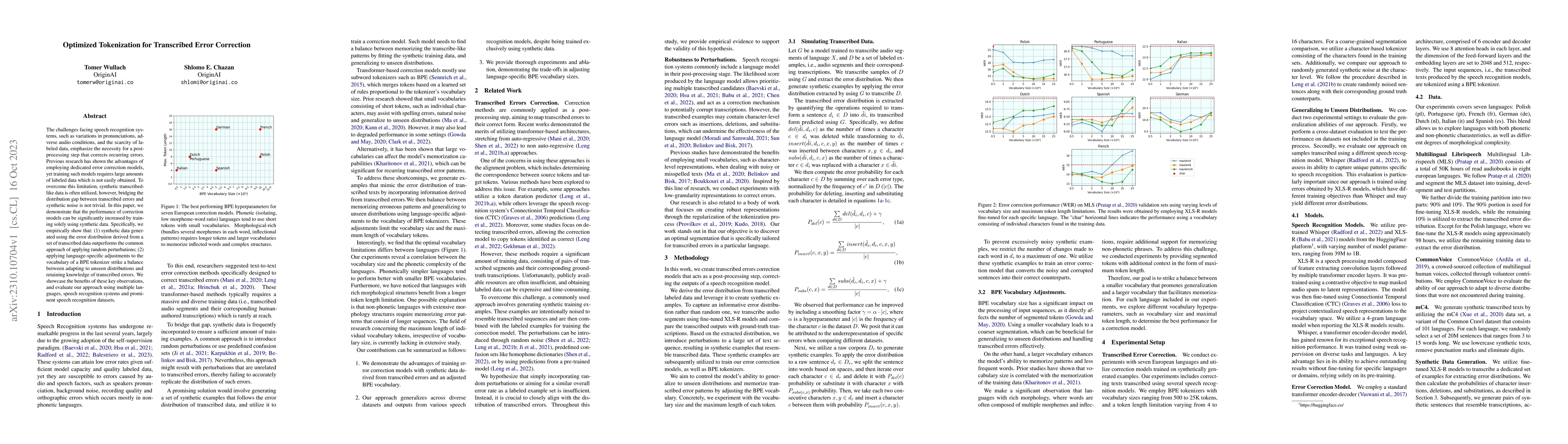 Thumbnail for Optimized Tokenization for Transcribed Error Correction