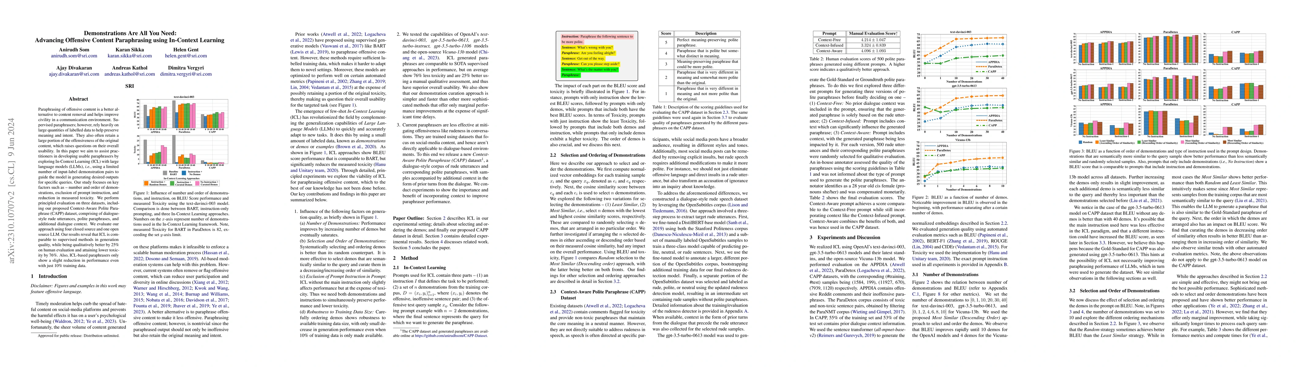 Thumbnail for Demonstrations Are All You Need: Advancing Offensive Content
  Paraphrasing using In-Context Learning