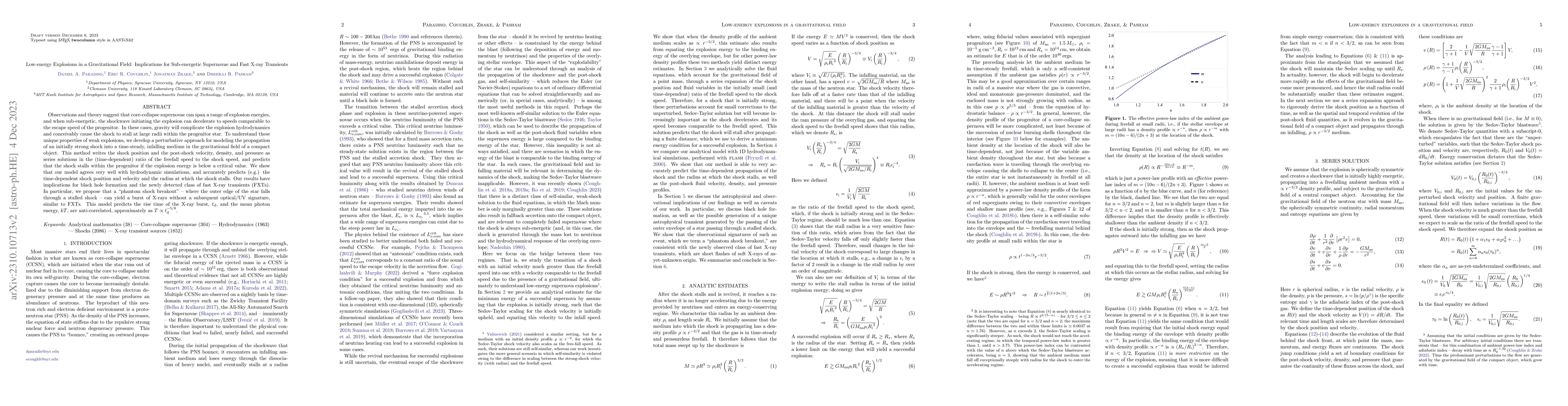 Thumbnail for Low-energy Explosions in a Gravitational Field: Implications for
  Sub-energetic Supernovae and Fast X-ray Transients