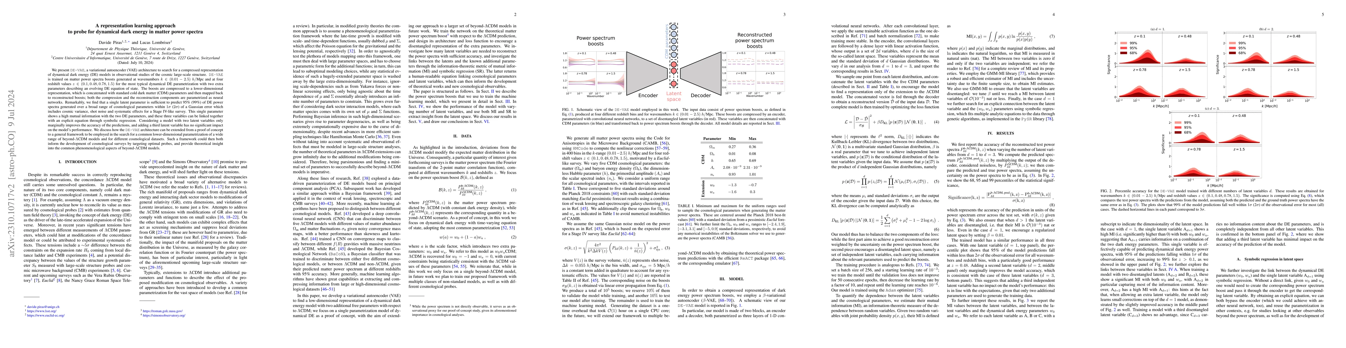 Thumbnail for A representation learning approach to probe for dynamical dark energy in
  matter power spectra