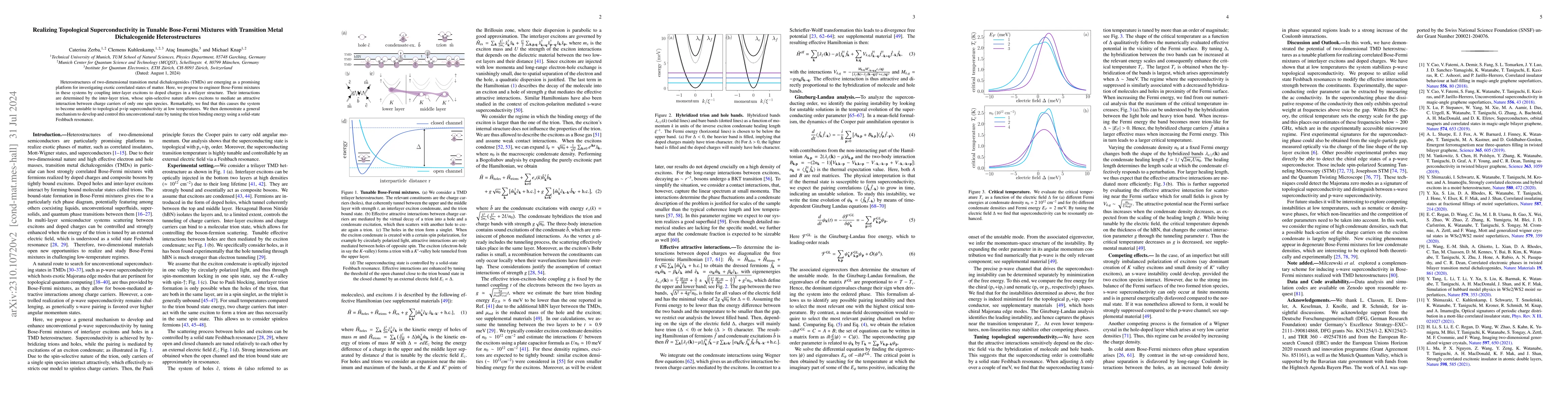 Thumbnail for Realizing Topological Superconductivity in Tunable Bose-Fermi Mixtures
  with Transition Metal Dichalcogenide Heterostructures