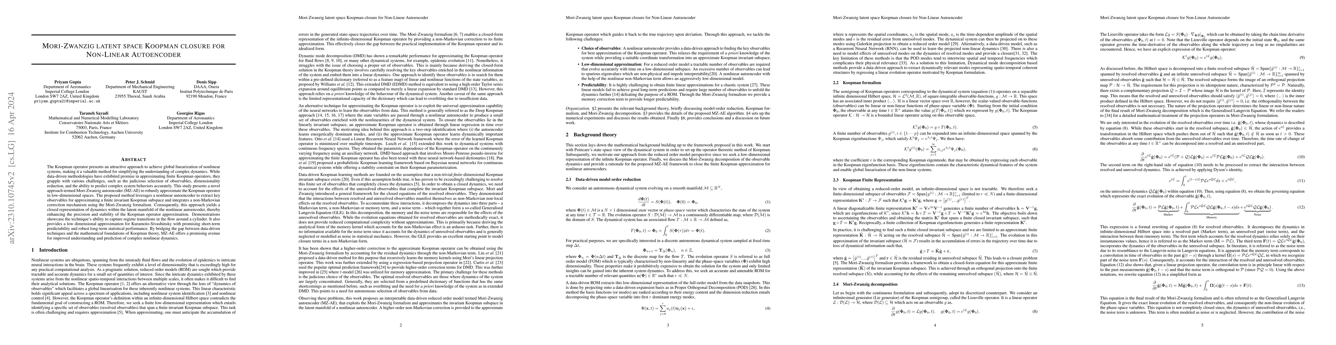Thumbnail for Mori-Zwanzig latent space Koopman closure for nonlinear autoencoder