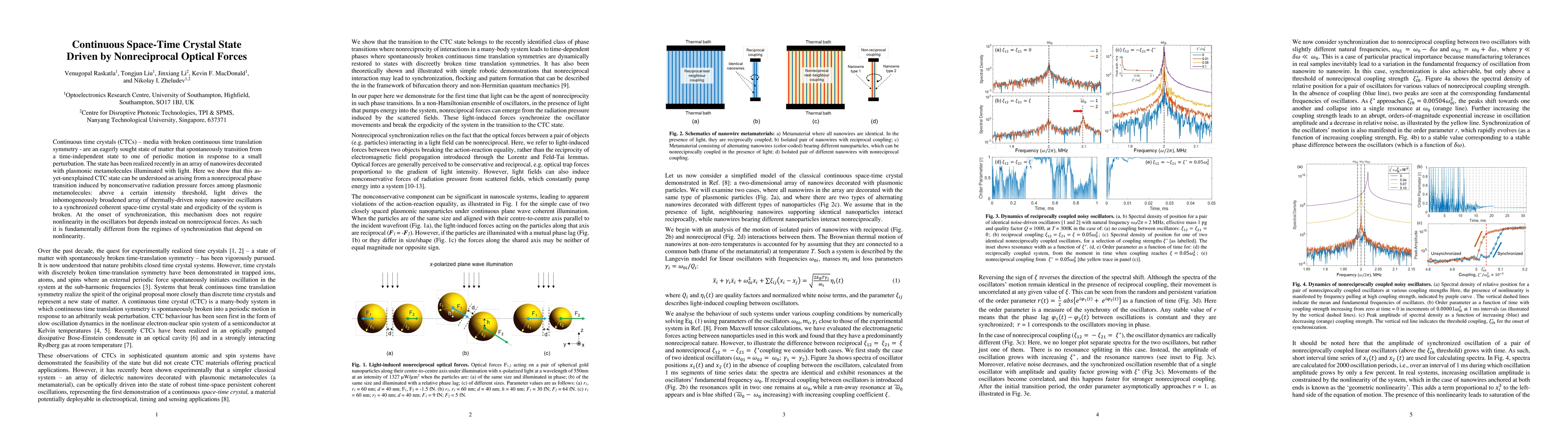 Thumbnail for Continuous Space-Time Crystal State Driven by Nonreciprocal Optical
  Forces
