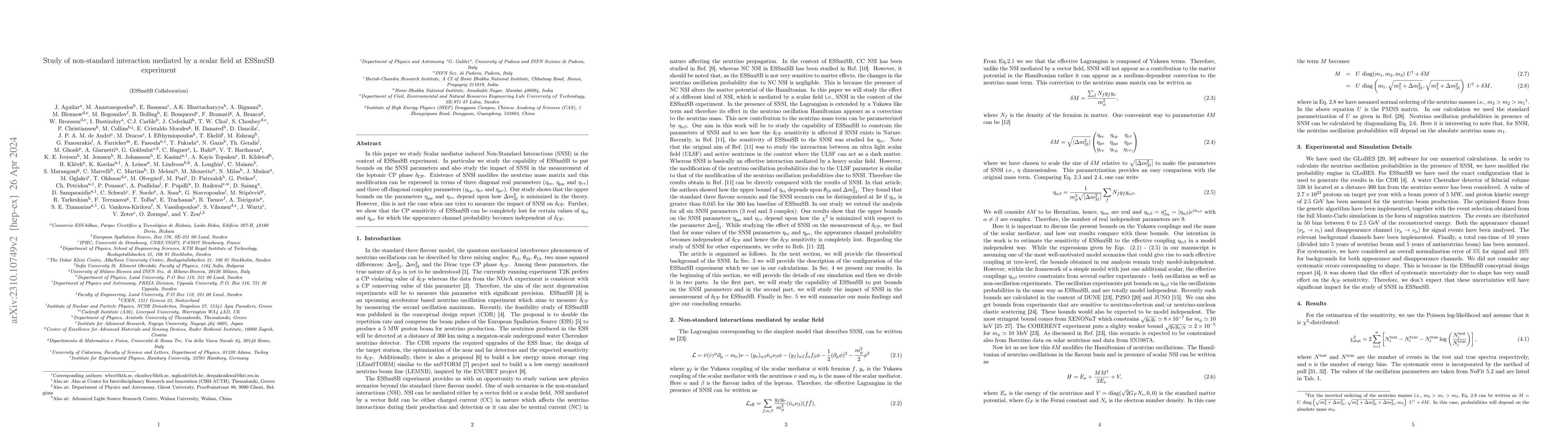 Thumbnail for Study of non-standard interaction mediated by a scalar field at ESSnuSB
  experiment