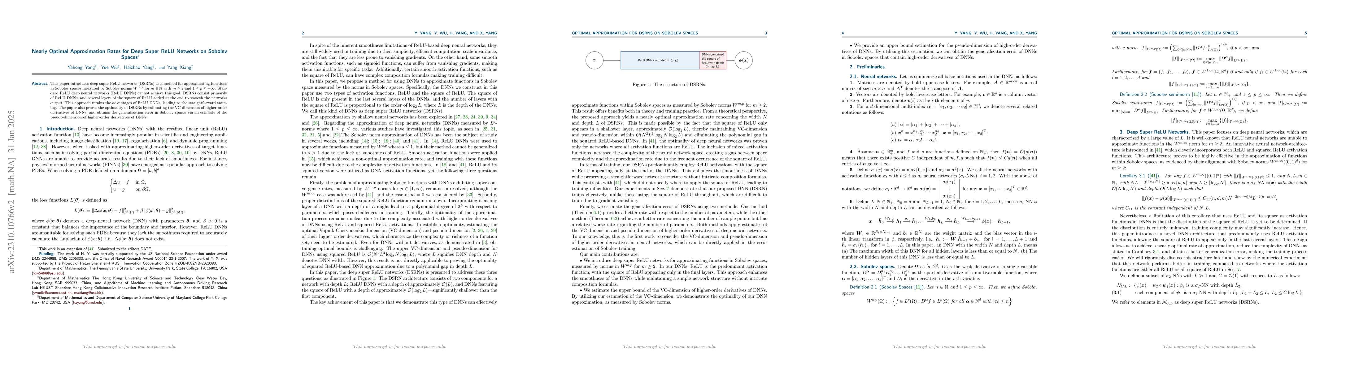 Thumbnail for Nearly Optimal Approximation Rates for Deep Super ReLU Networks on
  Sobolev Spaces