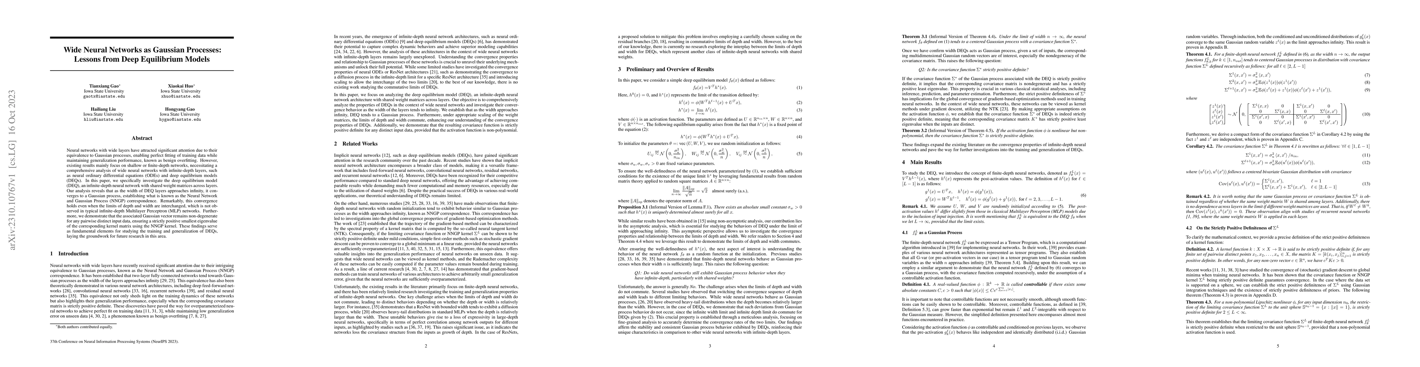 Thumbnail for Wide Neural Networks as Gaussian Processes: Lessons from Deep
  Equilibrium Models