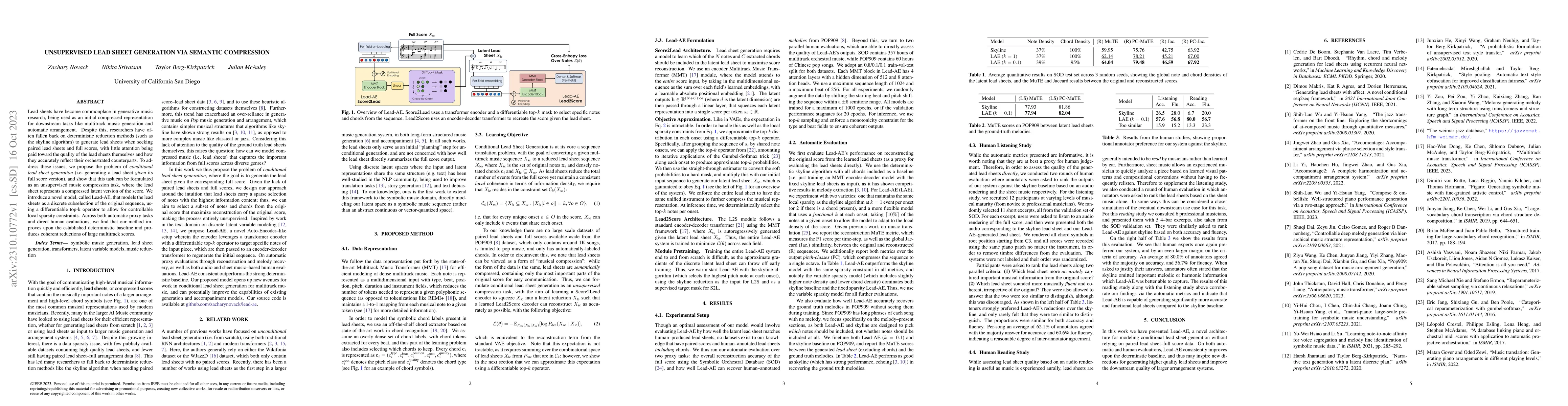 Thumbnail for Unsupervised Lead Sheet Generation via Semantic Compression