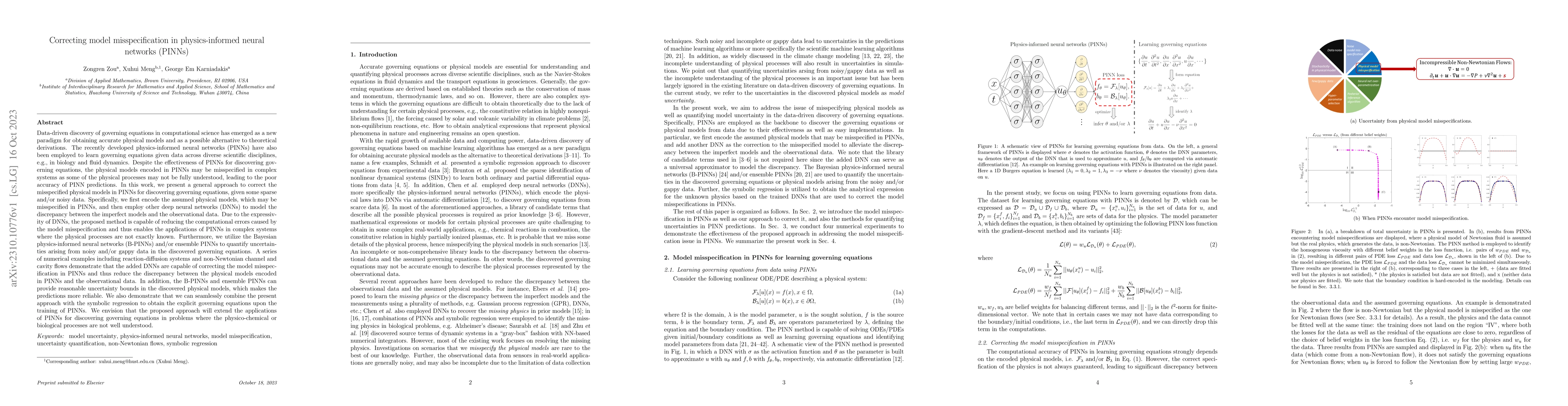 Thumbnail for Correcting model misspecification in physics-informed neural networks
  (PINNs)