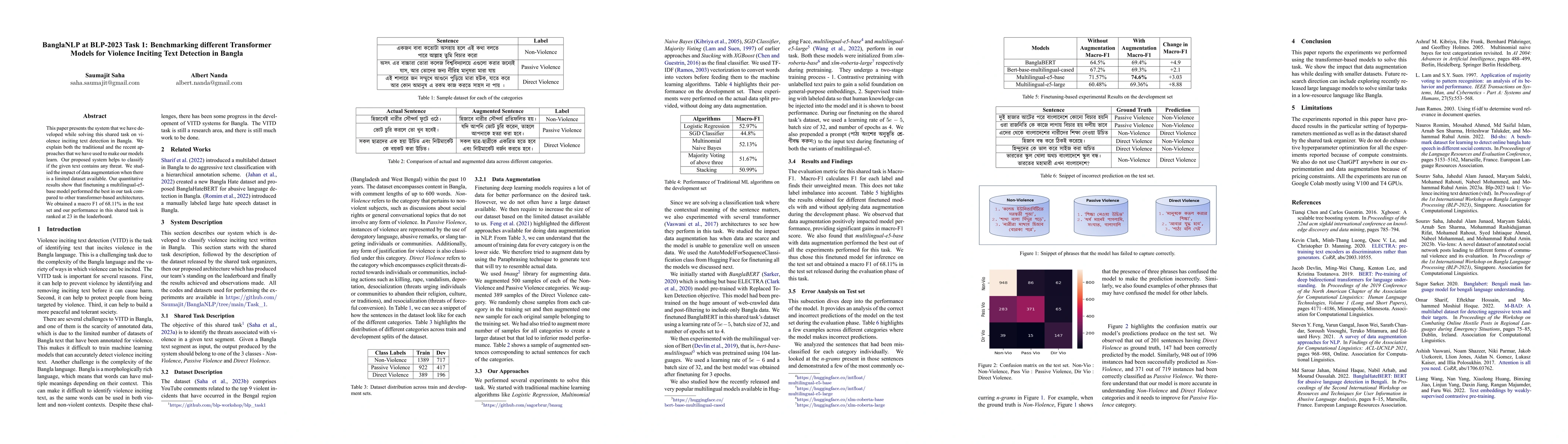 Thumbnail for BanglaNLP at BLP-2023 Task 1: Benchmarking different Transformer Models
  for Violence Inciting Text Detection in Bengali
