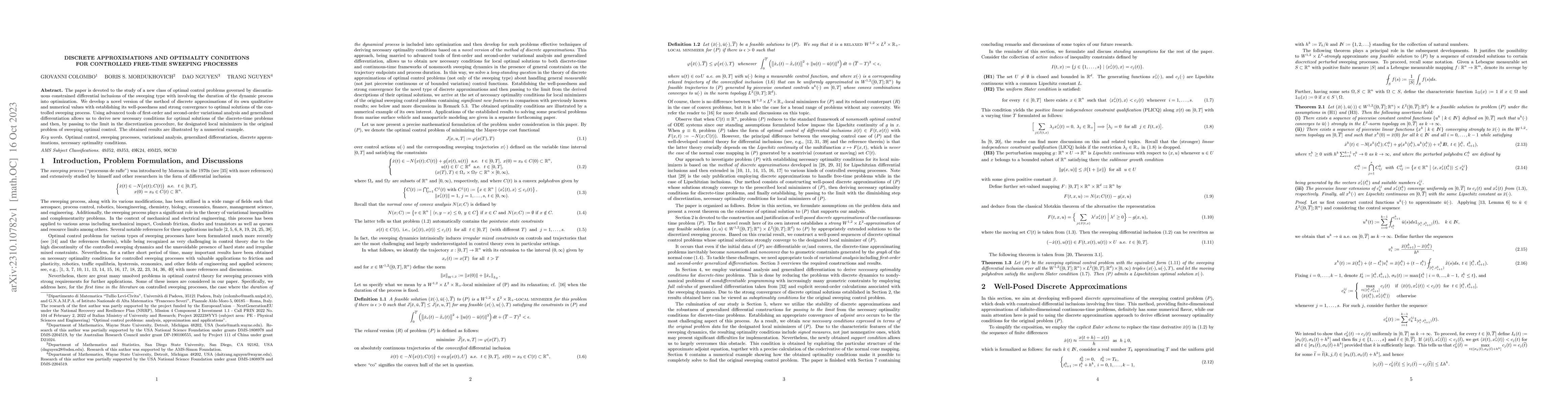 Thumbnail for Discrete Approximations and Optimality Conditions for Controlled
  Free-Time Sweeping Processes