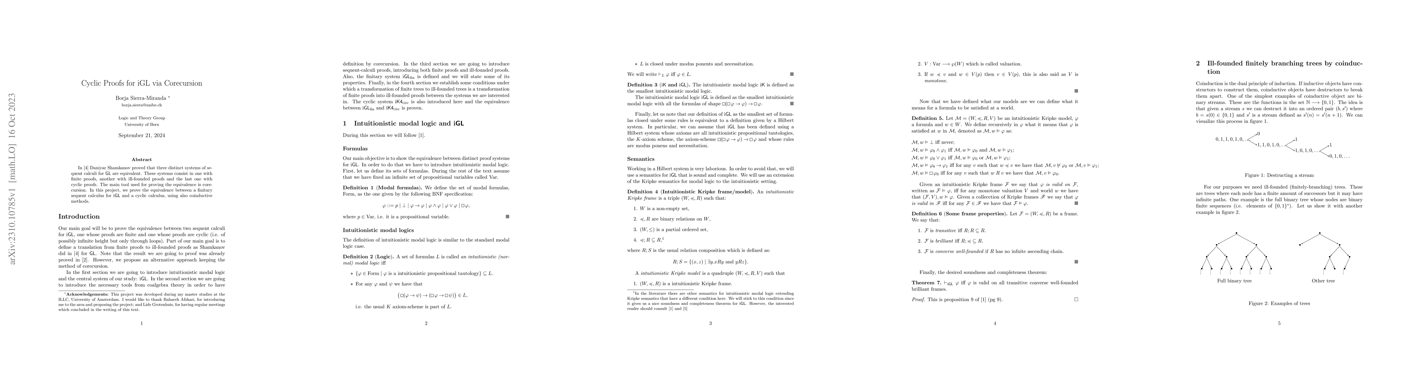 Thumbnail for Cyclic Proofs for iGL via Corecursion