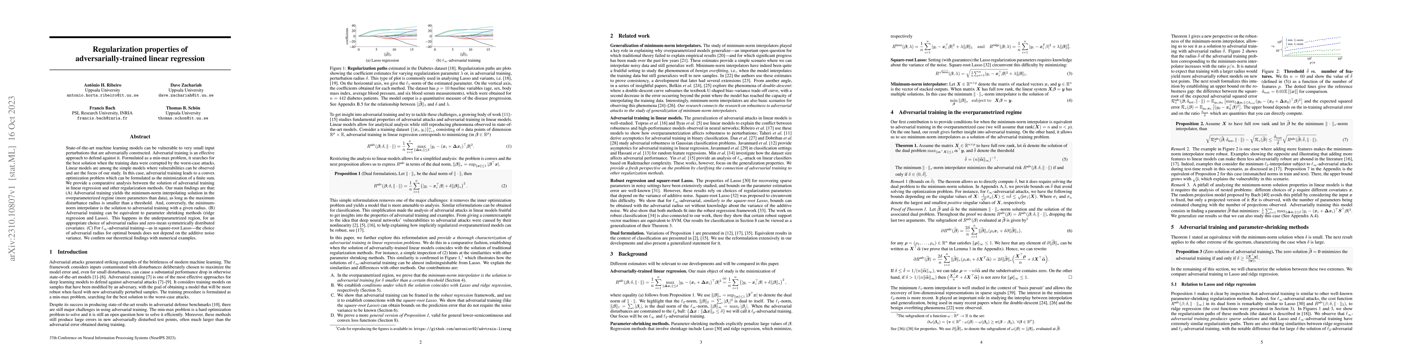 Thumbnail for Regularization properties of adversarially-trained linear regression